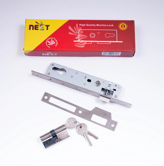 High-Quality Mortise Lock Mechanism with Silvery-Gray Cylinder, Keys   – Durable Metal Lock Set for Secure Installations