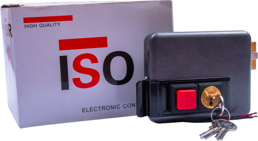 ISO Electronic Door Lock Red Button & 3 Keys – High-Quality, Black Finish