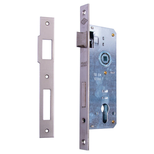 Rectangular Steel Door Lock with Keyhole & Mounting Plate – Durable Non-Reflective Finish for Secure Installation