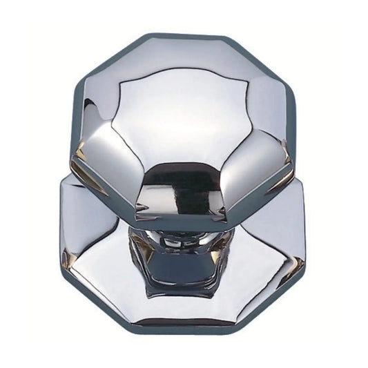 Octagonal Polished Chrome Door Handle – Geometric Faceted Design with High-Shine Finish