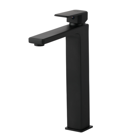 Modern Matte Black  Basin Faucet – Single-Handle, Rectangular Design with Sleek Lever Spout