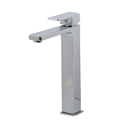 Modern Chrome-Plated Rectangular Faucet with Minimalist Lever Handle – Sleek & Reflective Design