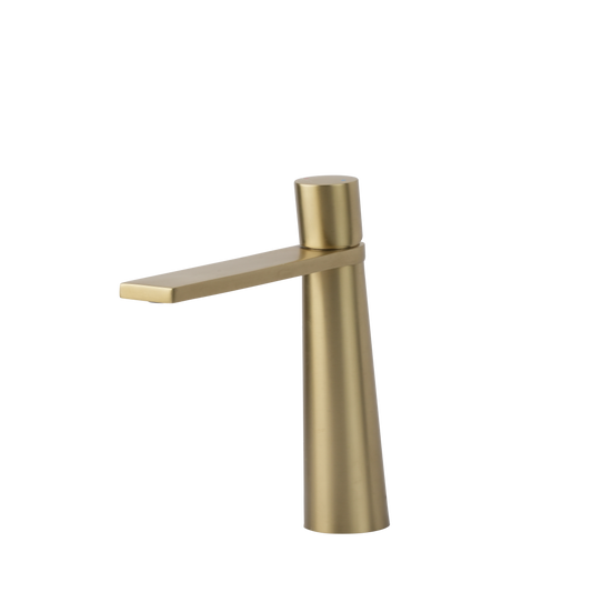 Modern Gold Bathroom Faucet - Brushed Brass Single-Handle Vessel Sink Mixer Tap